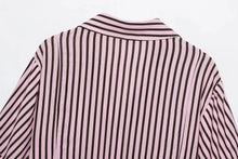 Load image into Gallery viewer, Women Striped Shirts For Women Vintage Elegant Puff Sleeve Summer New High Street Clothes Leisure Single-breasted Lapel Blouse
