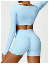 Load image into Gallery viewer, Summer 2PCS Yoga Suit Sports Set Women Quick-Dry Gym Set Women Tracksuit Running Workout Long Sleeve Sports Shirt Yoga Clothing
