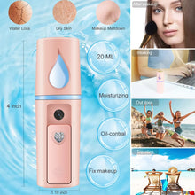 Load image into Gallery viewer, Nano Facial Mister Portable Mist Sprayer with Mirror Mini Cool Mist Spray for Skin Care Facial Body Moisturized
