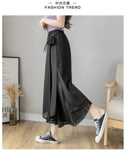 Load image into Gallery viewer, Women Pants Culottes Elastic Wide Leg Irregular Hem Double Layers Korean Trousers Summer Casual Loose Pleated Pants
