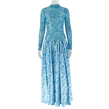 Load image into Gallery viewer, Floral Turtleneck A-Line Maxi Dress
