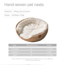 Load image into Gallery viewer, Pet Bed Soft Cat Kennel Dog Beds Sofa Bamboo Weaving Four Season Cozy Nest Baskets Waterproof Removable Cushion Sleeping Bag
