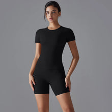 Load image into Gallery viewer, Yoga Set Women Sports Short Sleeve Top With High Waist Leggings Running Jogging Workout Clothes Sports Fitness Gym Sets
