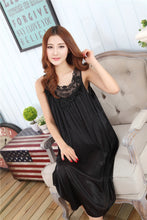 Load image into Gallery viewer, Embroidery Transparent Slip Sleepwear for Sleeping Big Size Night Dress Sexy Lingerie Nightgown Women Home Clothing
