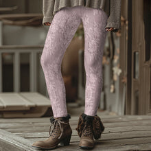 Load image into Gallery viewer, Fashion Women's Slim-Fit Leggings Wine Red Floral Pants Autumn Winter Stylish Thick Warm Pants Sexy Tights for Outdoor Wear
