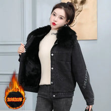 Load image into Gallery viewer, Coats Jean Jackets Women 2025 Winter Denim Jacket Designer Very Warm Latest Fashion High Quality Woman Coat Overcoat Cowgirl

