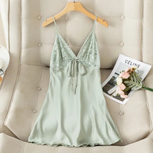 Load image into Gallery viewer, Female Nightdress Sexy Backless Spaghetti Strap Nightgown Sleepwear Spring Summer Nightwear Loose Silk Satin Home Dress Lingerie
