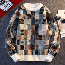 Load image into Gallery viewer, New Fashion Men Plaid Pullover Winter Sweaters Outwear Loose Casual Knitted Sweaters Male O-neck Pullovers Sweatercoats Size 4XL
