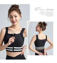 Load image into Gallery viewer, Sports Bras Zip Front For Women With Full Coverage Removable Padded Shockproof Yoga Underwear Workout Bra Running Fitness Vest
