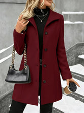 Load image into Gallery viewer, Women's Mid-Length Woolen Coat Autumn Winter New Style Single Button Casual Coat Flip Collar Classic Elegant Outerwear
