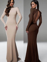 Load image into Gallery viewer, Backless Turtleneck Slim Maxi Dress
