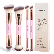 Load image into Gallery viewer, MAANGE 4pcs Basic Makeup Brushes Set With Box Dual-ended Foundations Powder Blush Details for Eyeshadow Brushes Beginner Travel
