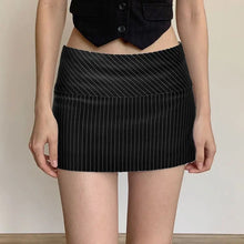 Load image into Gallery viewer, Women Low Waist Skirts Stripes A-line High Waist Skirt for Women Hips Spliced Short Skirt Ladies Bodycon Layered Mini Bottoms
