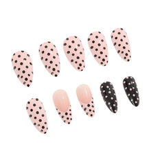 Load image into Gallery viewer, Medium long fake nails for women girls pink white black red blue brown polka dots design almond ballet tips press on false nail
