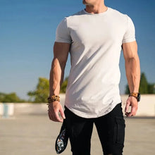 Load image into Gallery viewer, Muscle Fitness T-shirt Summer Men's Athleisure Workout short sleeve T-shirt High Quality cotton Men T-shirt Gym Sport Shirt Tops
