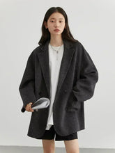 Load image into Gallery viewer, CHIC VEN Women's Woolen Coats Loose Casual Double Breasted Retro Double-sided Jacket Office Lady Outerwear Autumn Winter 2026
