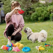 Load image into Gallery viewer, A 7-piece set of puppy sound toys, loose plush pet chewing, plush fruit snacks and vegetable puppy toys, suitable for pet play
