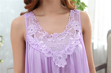 Load image into Gallery viewer, Embroidery Transparent Slip Sleepwear for Sleeping Big Size Night Dress Sexy Lingerie Nightgown Women Home Clothing
