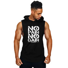 Load image into Gallery viewer, Men’s Fitness Workout Sportswear Tops Bodybuilding Hooded Tank Top Cotton Printed Sleeveless T-shirts Casual Hip Hop Undershirt
