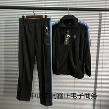 Load image into Gallery viewer, Unisex Embroidery Track Suit Striped Tape Zip‑Up Jacket Pants Set Casual Sportswear Outfit Long Sleeve Athletic Tracksuit Set
