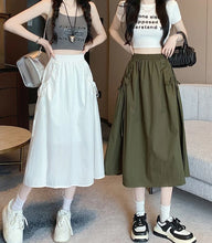 Load image into Gallery viewer, Drawstring Cargo A-Line Midi Skirt
