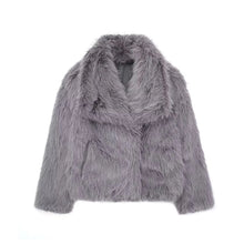 Load image into Gallery viewer, HH 2024 Women 's Vintage Soild Faux Fur Coat Turn-down Collar Long Sleeve Warm Plush Wool Coats Lady Winter Autumn Outwear
