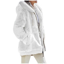Load image into Gallery viewer, Autumn Winter Fashion Women's Coat New Casual Hooded Zipper Lady Clothes Cashmere Female Fleece Jacket Solid Color Ladies Coats
