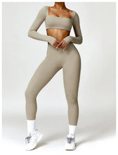 Load image into Gallery viewer, Summer 2PCS Yoga Suit Sports Set Women Quick-Dry Gym Set Women Tracksuit Running Workout Long Sleeve Sports Shirt Yoga Clothing
