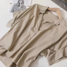 Load image into Gallery viewer, Women Blouses Spring Summer Breathable Simple Short Batwing Sleeve Turn Town Quick Dry Collar Shirts Solid Color Female Clothing
