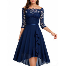Load image into Gallery viewer, Dark Blue Elegant Midi Evening Dress
