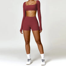 Load image into Gallery viewer, Summer 2PCS Yoga Suit Sports Set Women Quick-Dry Gym Set Women Tracksuit Running Workout Long Sleeve Sports Shirt Yoga Clothing
