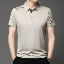 Load image into Gallery viewer, Men's Business Casual Short Sleeve Polo Shirt Solid Color with Badge Fashionable Breathable Comfortable Versatile Business Top
