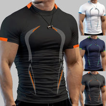 Load image into Gallery viewer, Stylish Gym Workout Compression Shirts for Men Athletic Quick Dry Tshirt Tees Running Undershirts Summer Short Sleeve Rash Guard
