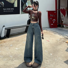 Load image into Gallery viewer, High Waisted Wide Leg Jeans Women Cotton Retro Denim Y2k Loose Fashion Design Sense Pant Streetwear Baggy Straight Trouser Woman
