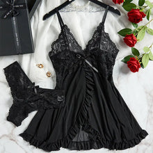 Load image into Gallery viewer, Suspender Suit Summer Ultra-thin Nightgown Lace Thong Sets Women's Sexy Pyjamas Lingerie Hot Night Dress Comfortable Sleepwear
