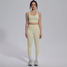Load image into Gallery viewer, New Yoga Set for Woman Summer Gym Sports Running Bra Top Breathable Peach Buttocks Women Leggings Solid Color Yoga Set

