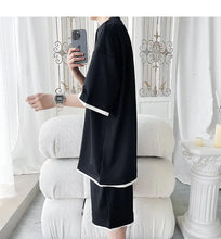 Load image into Gallery viewer, Men's Trendy 2-Piece Streetwear Co-ord Solid Color Short Sleeve T-Shirt And Drawstring Elastic Waist Shorts Set 5XL
