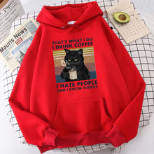 Load image into Gallery viewer, Men's fashion hoodie, high-quality cat drinking coffee print hoodie, fashionable casual hoodie, Harajuku hoodie
