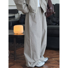 Load image into Gallery viewer, 2026 Women Summer Long Pants High Waist Wide Leg 80% Cotton Plaid Pants Fashion Clothes Vintage Pants Female Trousers
