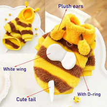 Load image into Gallery viewer, Bee Pet PUppy Coat Apparel Outfit Fleece Clothes Dog Cat Hoodies Fancy Costume Halloween Cosplay Sweater Dog Winter Warmth Hoodi
