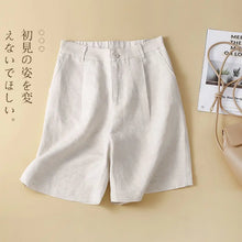 Load image into Gallery viewer, Women's Shorts Cotton Linen High Waisted Short Pants Casual Loose Solid Purple Button Summer Shorts for Women
