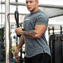 Load image into Gallery viewer, Men's Gym T Shirts Quick Dry Short Sleeve Summer Sports T-shirt Elastic Fitness Workout Tops Casual Bodybuilding Athletic Tee
