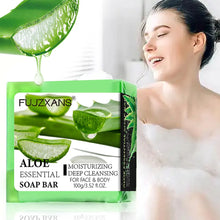 Load image into Gallery viewer, Aloe Vera Soap For Face 100g Facial and Body Moisturizing Cleansing Handmade Soap Bar With Essential Oil
