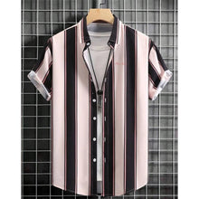 Load image into Gallery viewer, Hawaiian Shirts For Men 3d Striped Print Short Sleeve Shirts Summer Loose Casual Tops Simple Fashion Oversized Men Clothing
