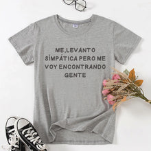 Load image into Gallery viewer, Fashion Spanish Women T-shirts camiseta de mujer Short sleeve tops Casual Cotton woman tshirt tee black white
