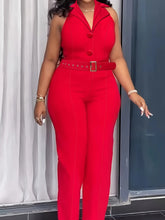 Load image into Gallery viewer, Women Sleeveless Lapel Jumpsuit
