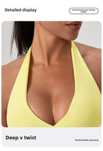 Load image into Gallery viewer, Strappy Bra for Women Open Back Halter Sports Bra Light Support Gym Crop Top Seamless Workout Yoga Top Bra Padded Bras
