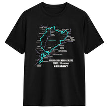 Load image into Gallery viewer, Men T-Shirt Nürburgring Nordschleife Germany Track Map Photographic Blue Print T Shirts Trending Beach Tees  Casual 1Cotton Tops
