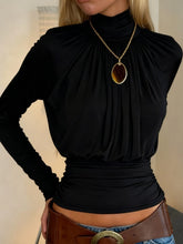 Load image into Gallery viewer, Elegant Black Turtleneck Tee Women
