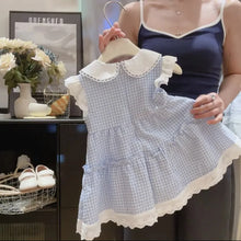 Load image into Gallery viewer, Blue Plaid Korean Girls Dress
